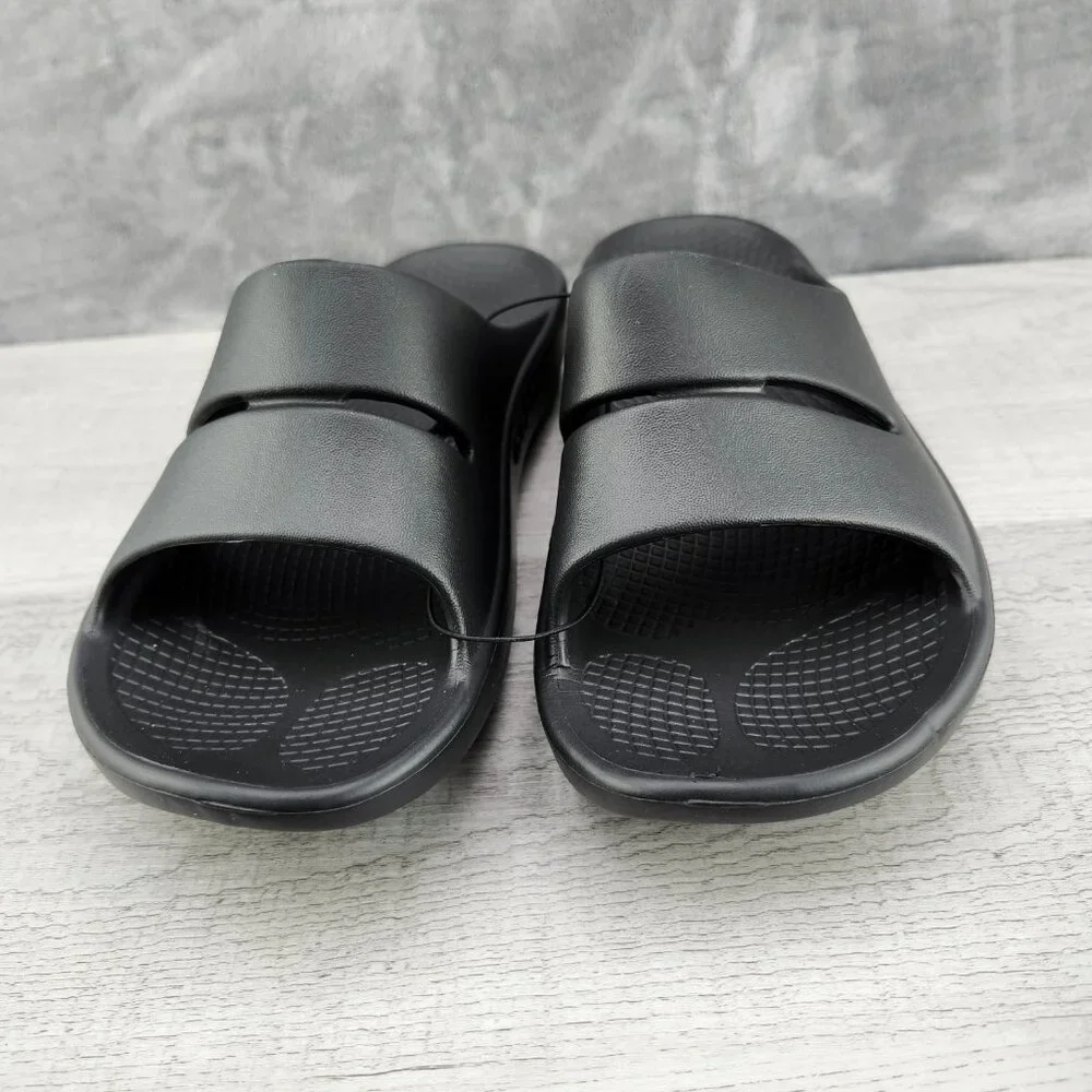 OOFOS OOAHH Slide Impact Absorption Recovery Sandals, Size W10/M8 Black New - Picture 4 of 14